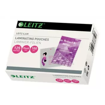 Leitz iLAM Glossy 95 x 65mm Laminating Pouches, 125 microns, Pack of 100