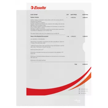 Esselte Folder 120my A4, A4, Polyvinyl chloride (PVC), Transparent, 220 mm, 307 mm, 1 mm