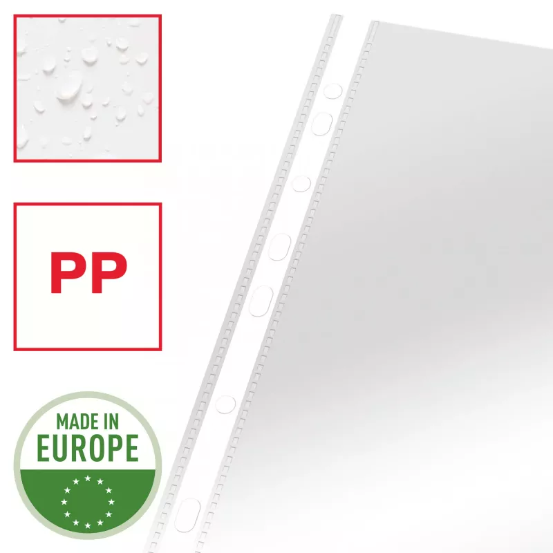 Esselte Pocket Heavy Duty 105my A4, 210 x 297 mm (A4), Transparent, Polypropylene (PP), Top, 0.105 mm, 230 mm