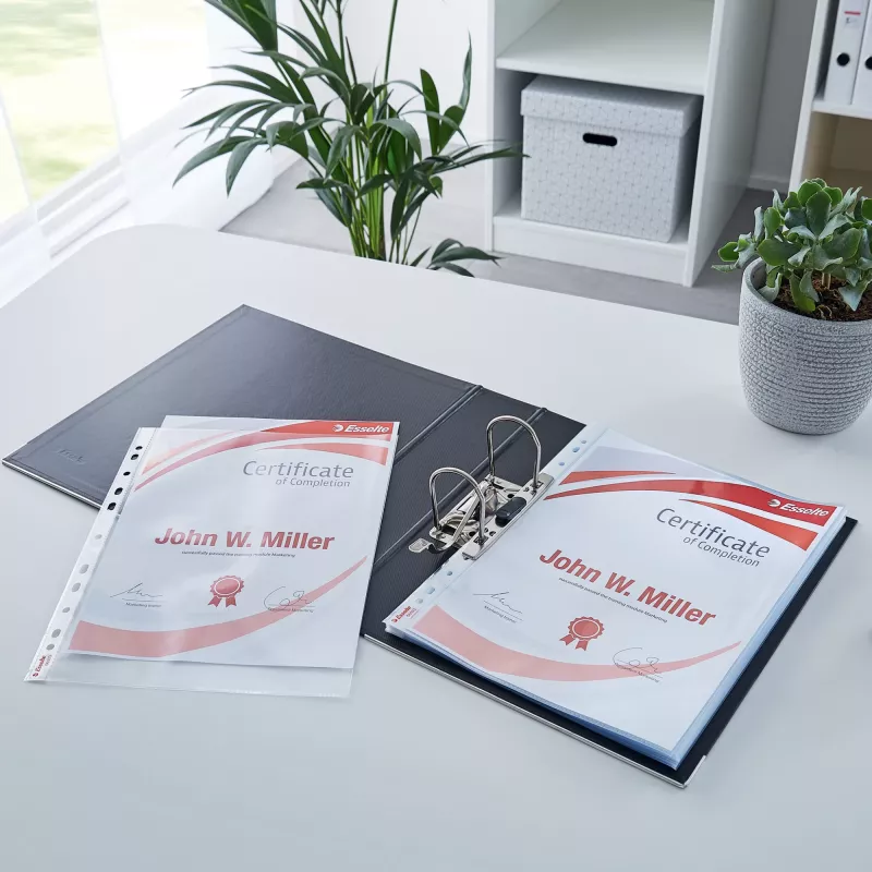 Esselte Pocket Heavy Duty 105my A4, 210 x 297 mm (A4), Transparent, Polypropylene (PP), Top, 0.105 mm, 230 mm