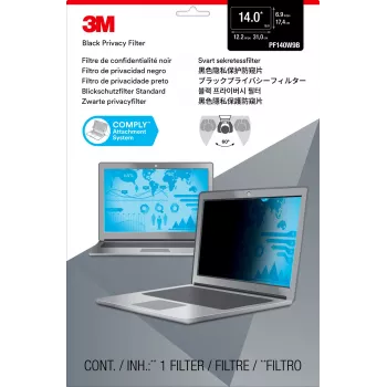3M Privacy Filter for 14 inch Widescreen Laptop, 35.6 cm (14 inch), 16:9, Laptop, Frameless display privacy filter, Anti-glare