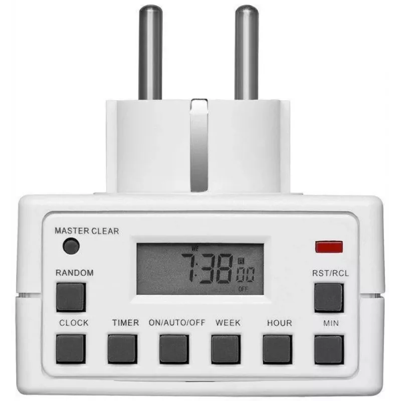 Smart plug MicroConnect GRUTIMER3 — indoor timer socket with LCD, 110×81×78 mm, White