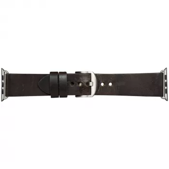 Leather Watch Strap dbramante1928 Bornholm 44mm — Dark Brown/Silver, 35mm width