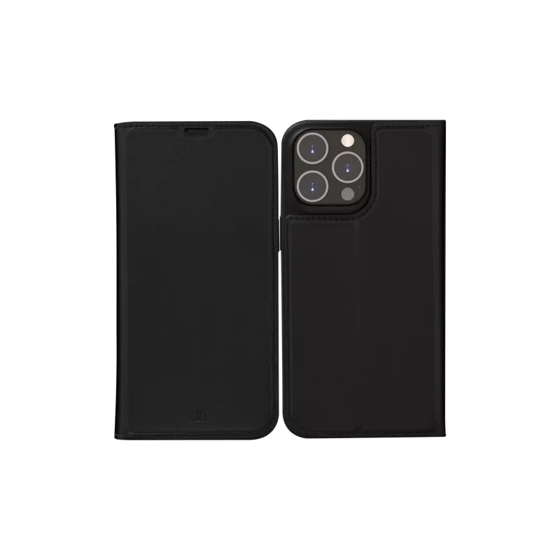 Folio phone case dbramante1928 Oslo for iPhone 14 Pro Max — Black, 3 card pockets, desk stand, fits 6.7 inch
