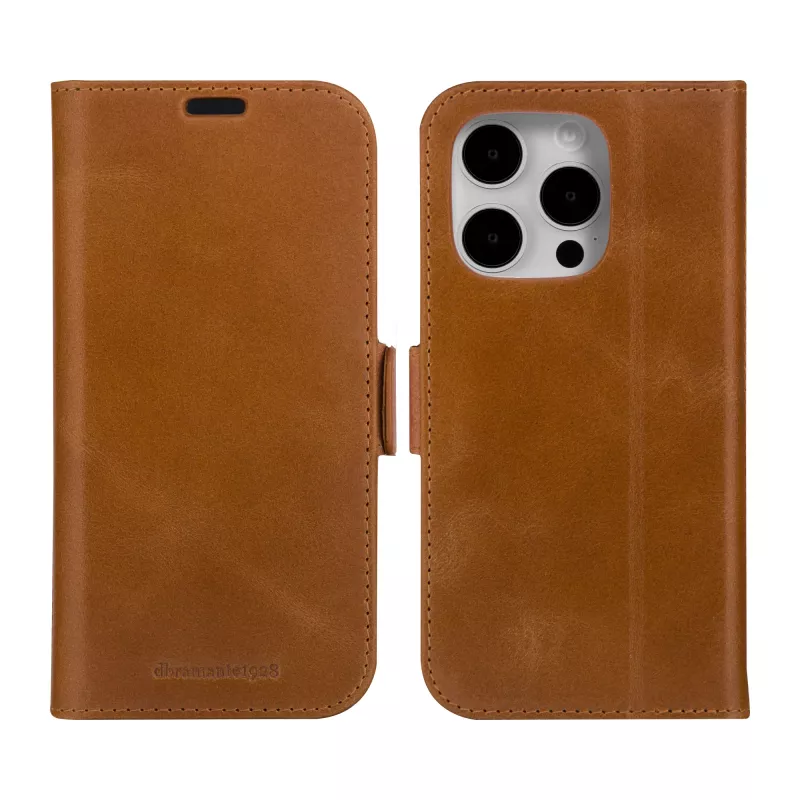 Folio phone case dbramante1928 Copenhagen for iPhone 15 Pro — Tan, 3 card pockets, monochromatic brown