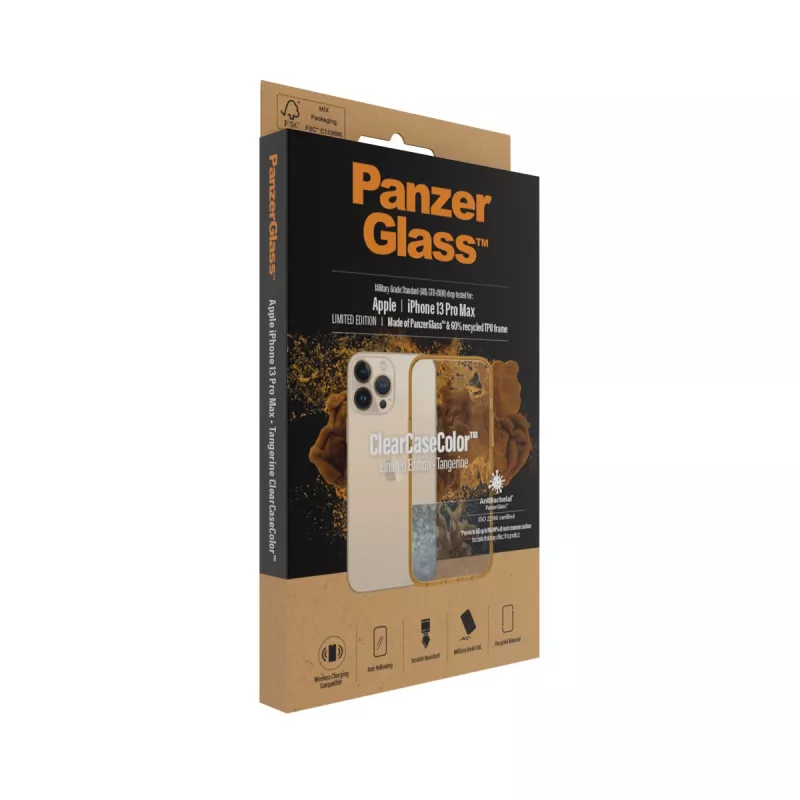 Protective ClearCaseColor cover PanzerGlass for iPhone 13 Pro Max 6.7 inch — PET and tempered glass, orange