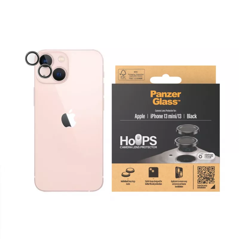 PanzerGlass Hoops Camera Lens Protector iPhone 13 mini 13 Black Scratch Resistant