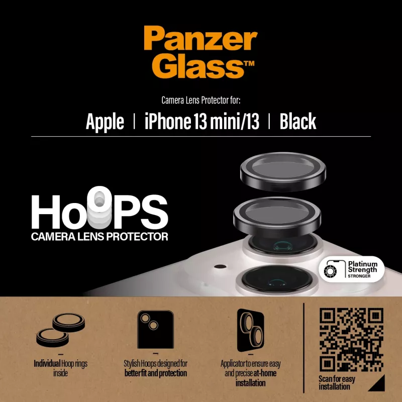 PanzerGlass Hoops Camera Lens Protector iPhone 13 mini 13 Black Scratch Resistant