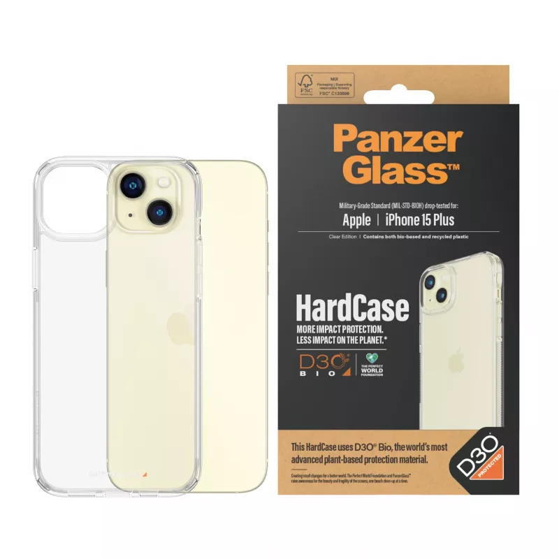 PanzerGlass ® HardCase Transparent w. D3O® iPhone 15 Plus, Cover, Apple, Apple - iPhone 15 Plus, Transparent