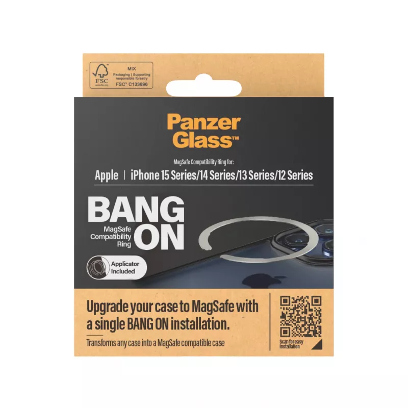 Cover PanzerGlass Bang On MagSafe Compatibility Ring for iPhone 12 13 14 15 Transparent