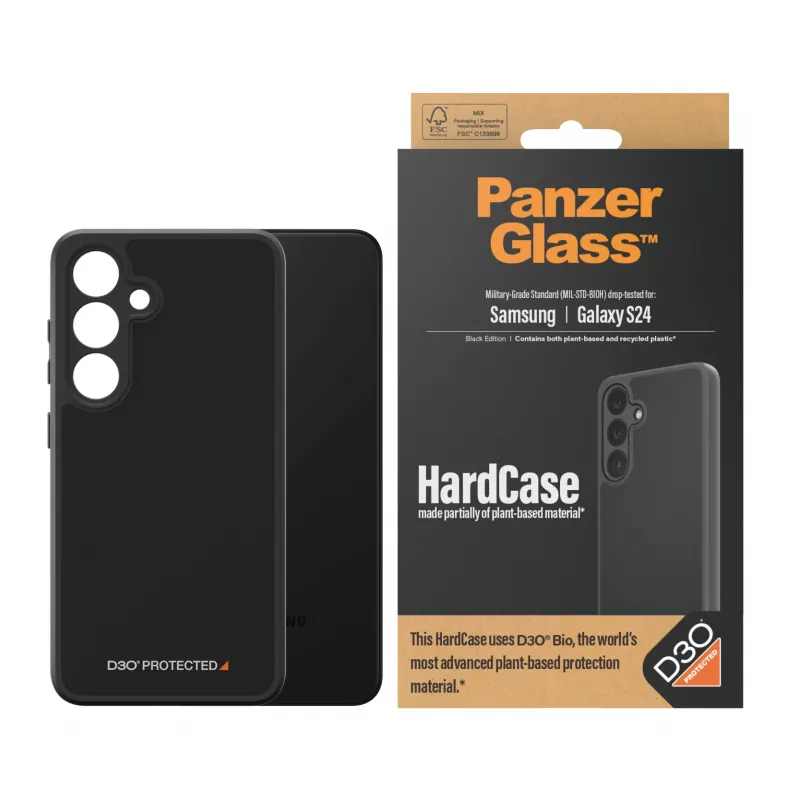 PanzerGlass ® HardCase Black w. D3O® Samsung Galaxy S24, Cover, Samsung, Samsung - Galaxy S24, Black