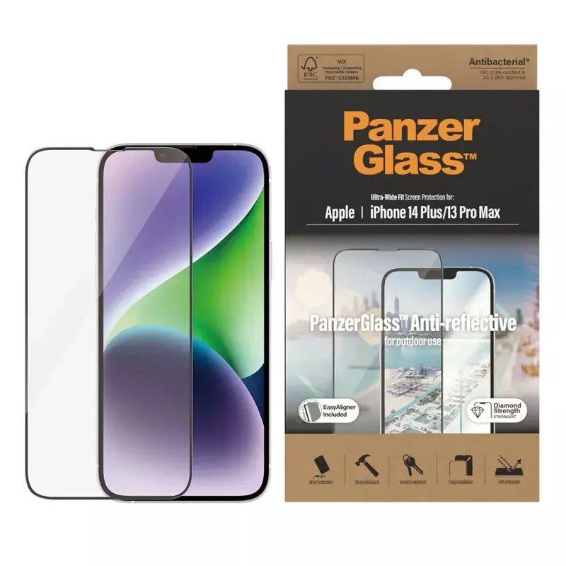 PanzerGlass ® Anti-Reflective Screen Protector iPhone 14 Plus | 13 Pro Max | Ultra-Wide Fit w. EasyAligner