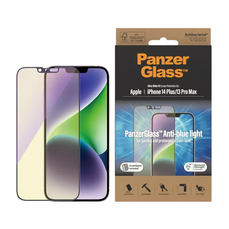 PanzerGlass ® Anti-blue light Screen Protector iPhone 14 Plus | 13 Pro Max | Ultra-Wide Fit w. EasyAligner