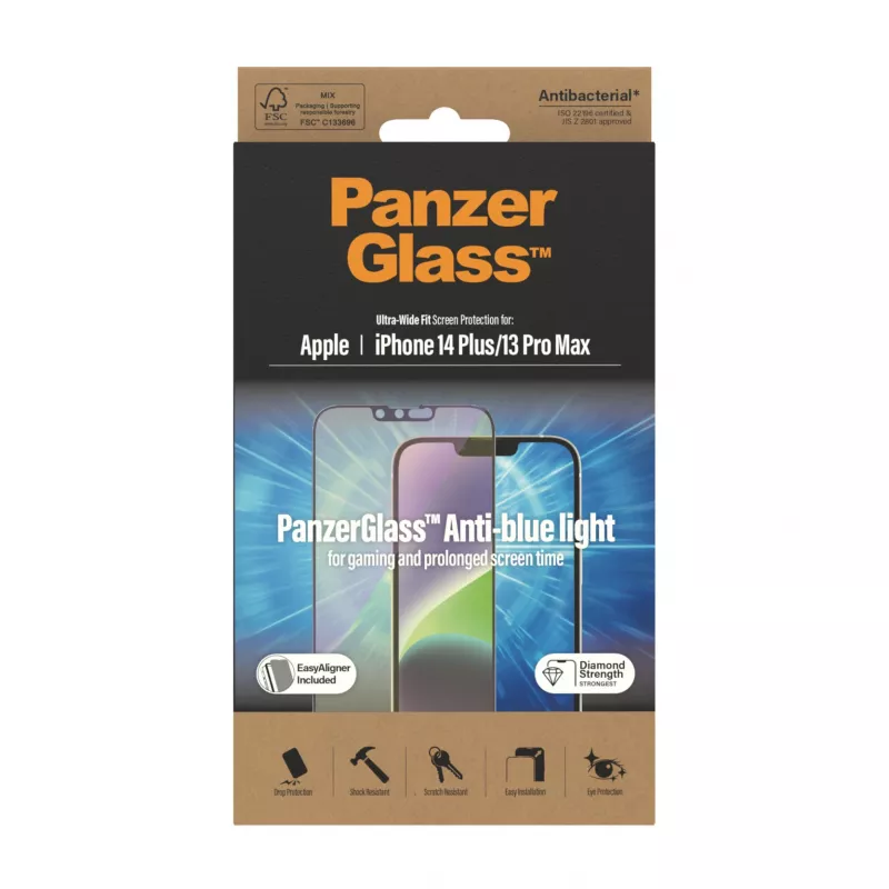PanzerGlass ® Anti-blue light Screen Protector iPhone 14 Plus | 13 Pro Max | Ultra-Wide Fit w. EasyAligner