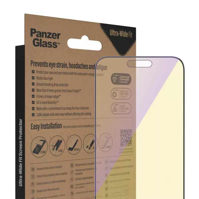 PanzerGlass ® Anti-blue light Screen Protector iPhone 14 Pro Max | Ultra-Wide Fit w. EasyAligner