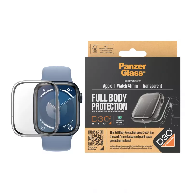 PanzerGlass Screen Protector Full Body Apple Watch Series 9 41mm Transparent