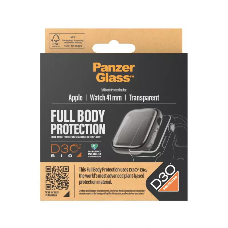 PanzerGlass Screen Protector Full Body Apple Watch Series 9 41mm Transparent
