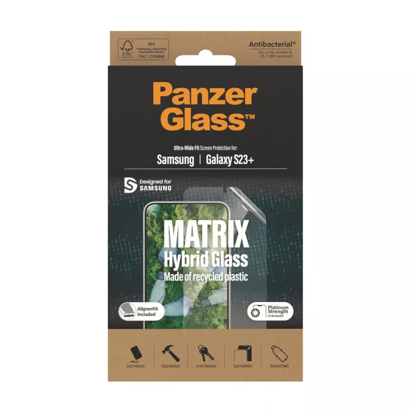 PanzerGlass ® ECO MATRIX Screen Protector Samsung Galaxy S23+ | Ultra-Wide Fit w. AlignerKit