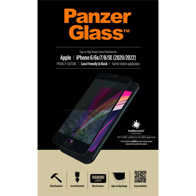 PanzerGlass ® Privacy Screen Protector iPhone SE (2020/2022) | 8 | 7 | 6 | 6s | Edge-to-Edge