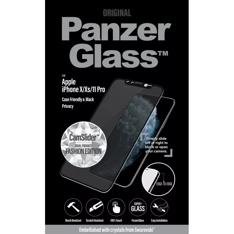 PanzerGlass ® Privacy Screen Protector iPhone 11 Pro | Embellished w. crystals from Swarovski® | Edge-to-Edge