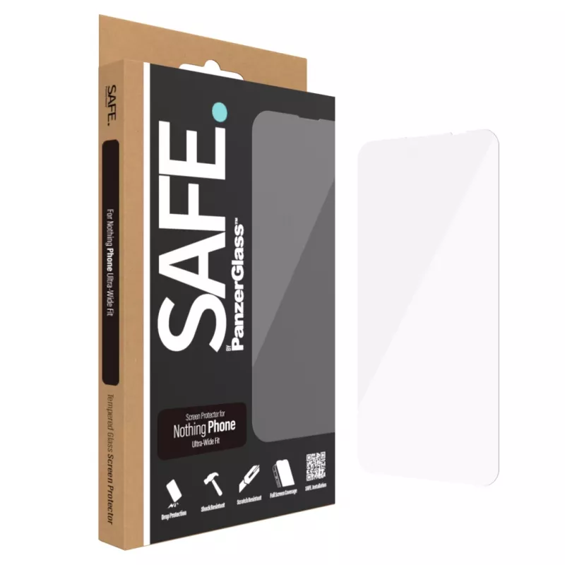 Screen protector PanzerGlass SAFE. for Nothing Phone — Ultra-Wide Fit, tempered glass + PET, scratch and shock resistant, dry application