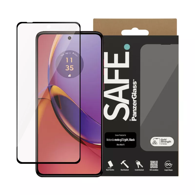 PanzerGlass SAFE. by ® Screen Protector Motorola MOTO G84 5G | G72 | Ultra-Wide Fit