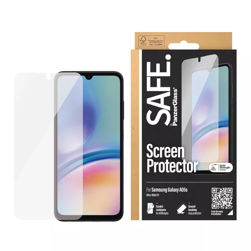 Screen protector PanzerGlass for Samsung Galaxy A05s Ultra-Wide Fit PET scratch and shock resistant transparent 1 pcs