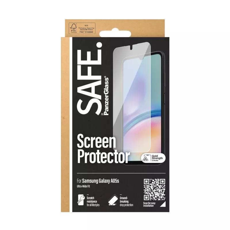 Screen protector PanzerGlass for Samsung Galaxy A05s Ultra-Wide Fit PET scratch and shock resistant transparent 1 pcs
