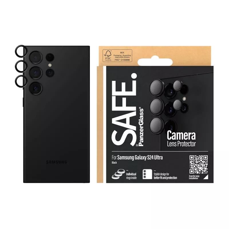 Camera Lens Protector PanzerGlass SAFE Samsung Galaxy S24 Ultra Black Scratch Shock Resistant