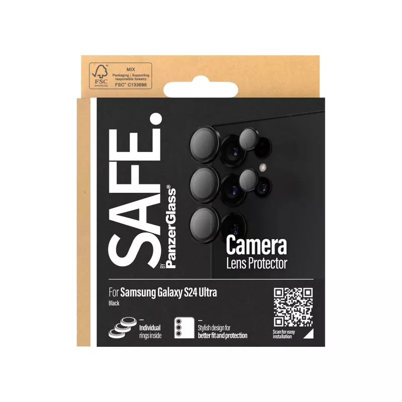 Camera Lens Protector PanzerGlass SAFE Samsung Galaxy S24 Ultra Black Scratch Shock Resistant