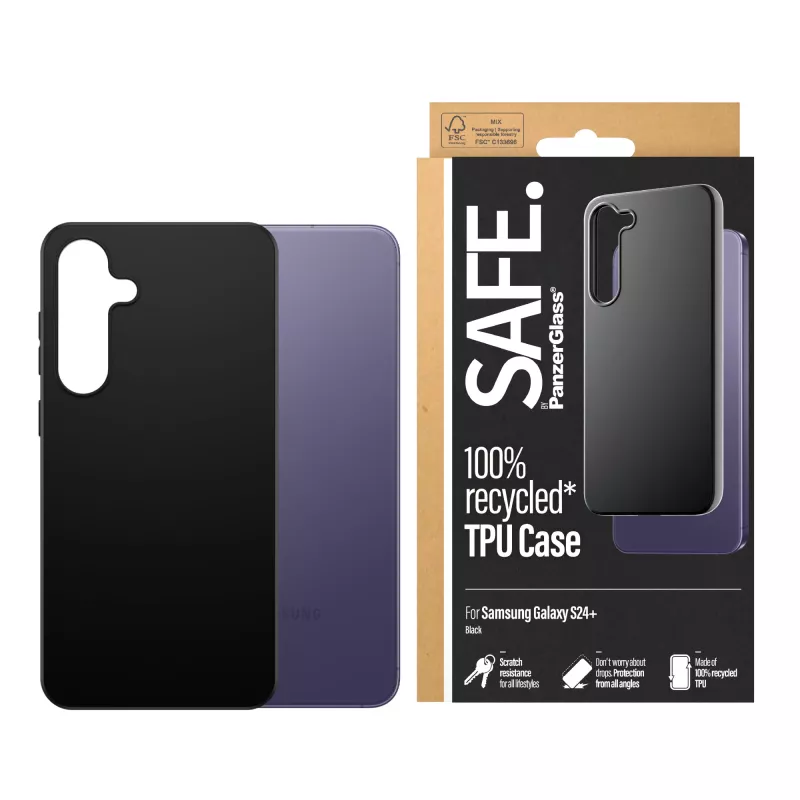 PanzerGlass SAFE. by ® TPU Case Samsung Galaxy S24+ | Black, Cover, Samsung, Samsung - Galaxy S24 Plus, Black