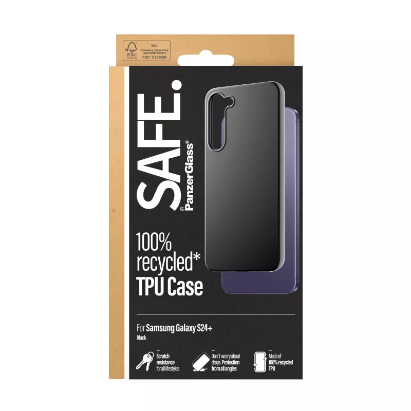 PanzerGlass SAFE. by ® TPU Case Samsung Galaxy S24+ | Black, Cover, Samsung, Samsung - Galaxy S24 Plus, Black