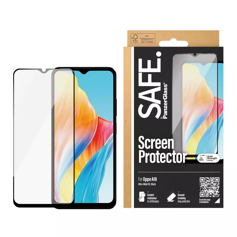 PanzerGlass SAFE. by ® Screen Protector Oppo A18 | Ultra-Wide Fit