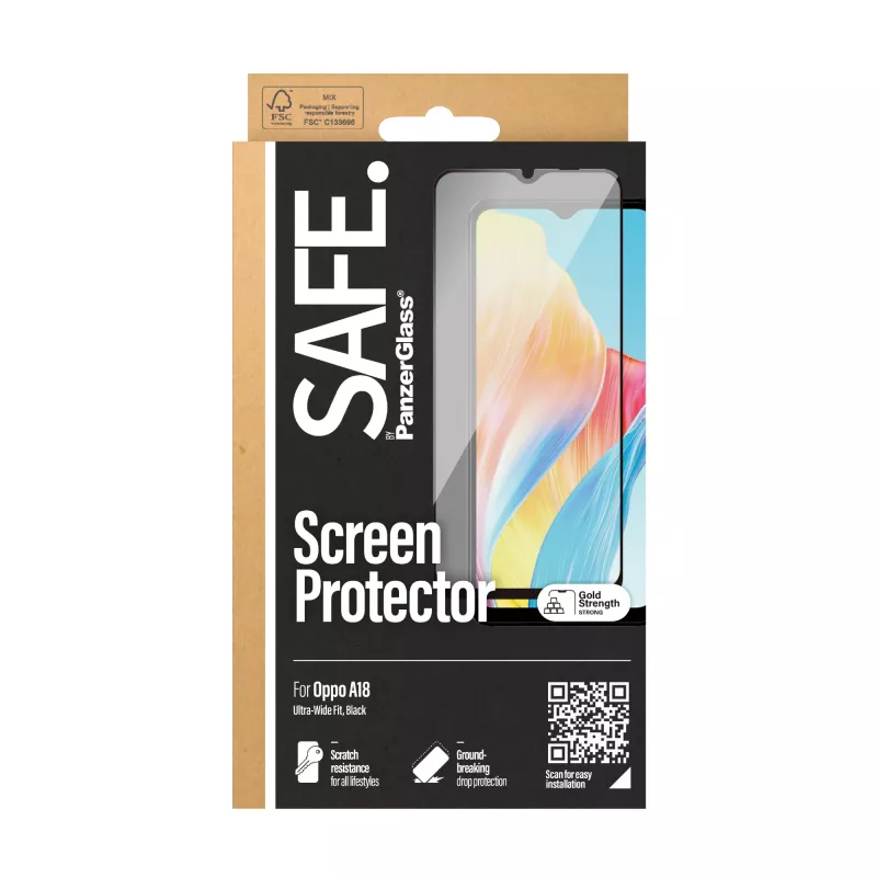 PanzerGlass SAFE. by ® Screen Protector Oppo A18 | Ultra-Wide Fit