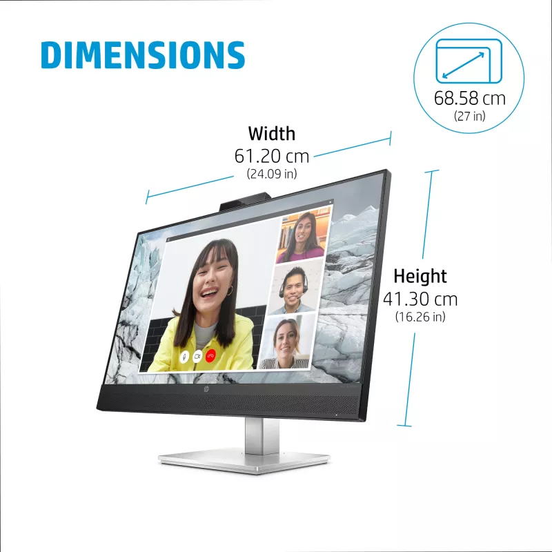 HP E27m G4 QHD USB-C Conferencing Monitor computer monitor 68.6 cm (27 inch) 2560 x 1440 pixels Quad HD LCD Black, Silver