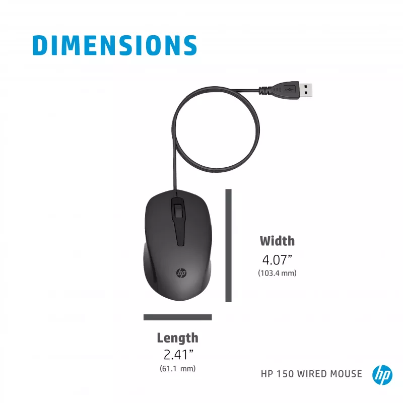 Mouse HP 150 Wired USB Type-A