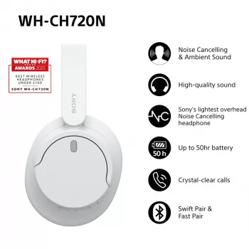 Sony WH-CH720 Headset Wired & Wireless Head-band Calls/Music USB Type-C Bluetooth White