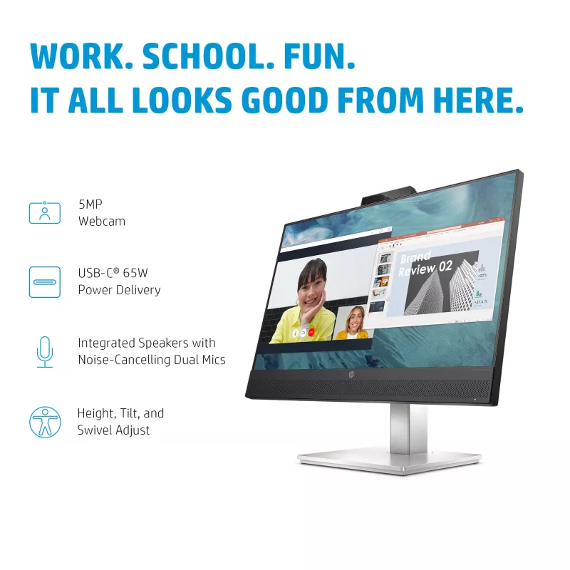 HP E24m G4 computer monitor 60.5 cm (23.8 inch) 1920 x 1080 pixels Full HD Black, Silver