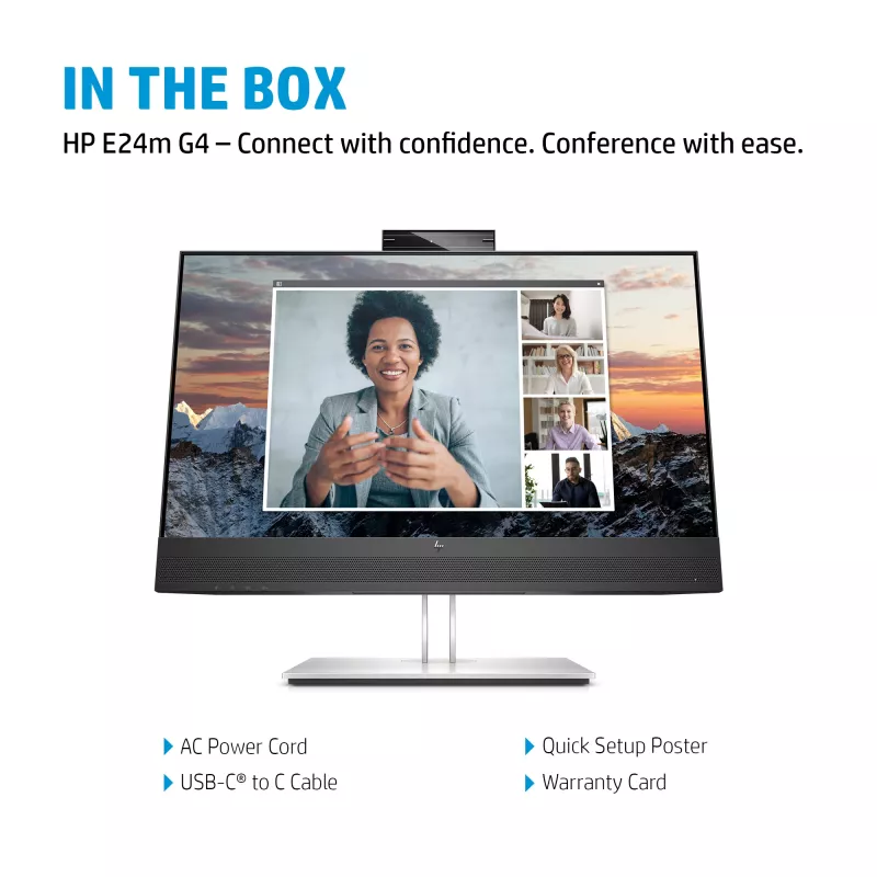 HP E24m G4 computer monitor 60.5 cm (23.8 inch) 1920 x 1080 pixels Full HD Black, Silver