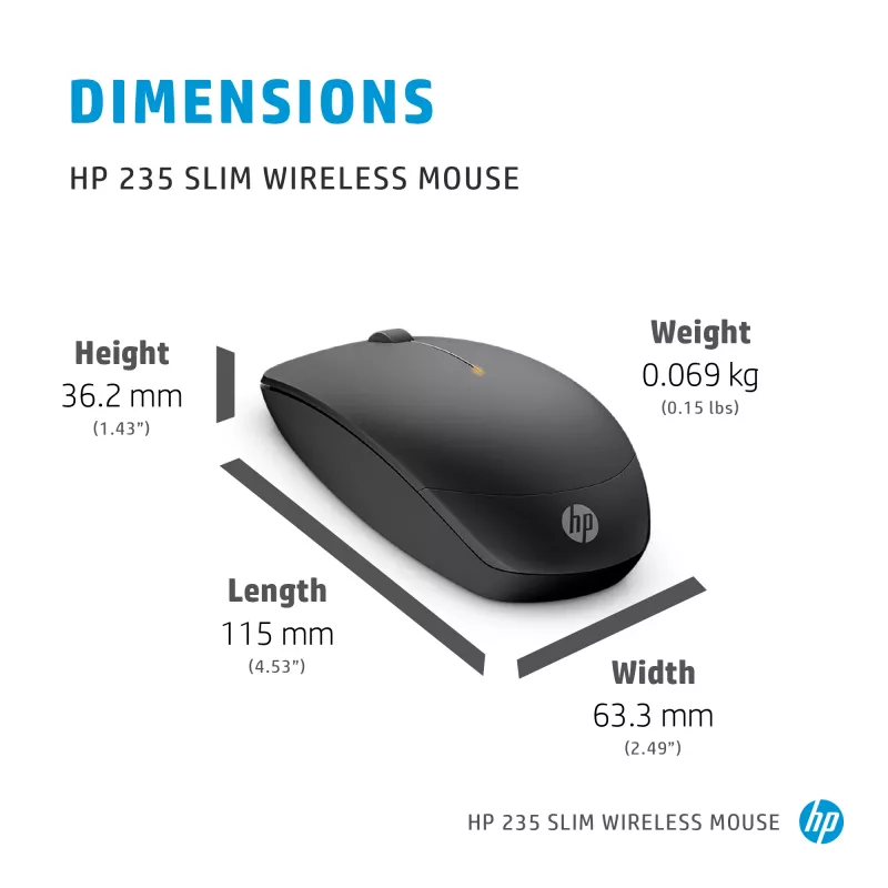 Mouse HP 235 Slim Wireless RF Wireless