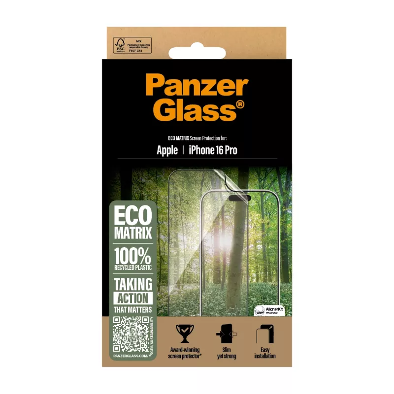 PanzerGlass ® ECO MATRIX Screen Protector iPhone 16 Pro | Ultra-Wide Fit