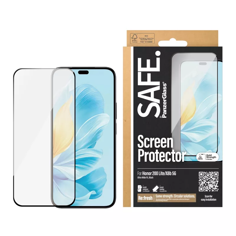 PanzerGlass SAFE. by ® Screen Protector Honor 200 Lite | X8b 5G | Ultra-Wide Fit