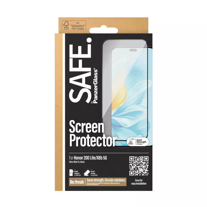 PanzerGlass SAFE. by ® Screen Protector Honor 200 Lite | X8b 5G | Ultra-Wide Fit