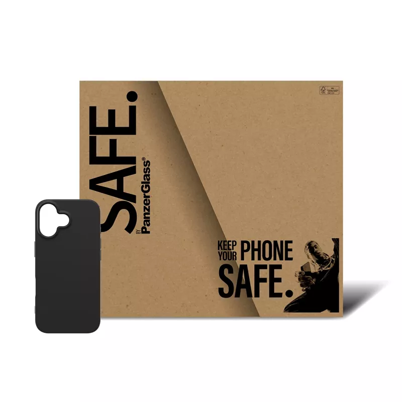 TPU Case PanzerGlass SAFE. for iPhone 17 — Black, shock-absorbing protective cover