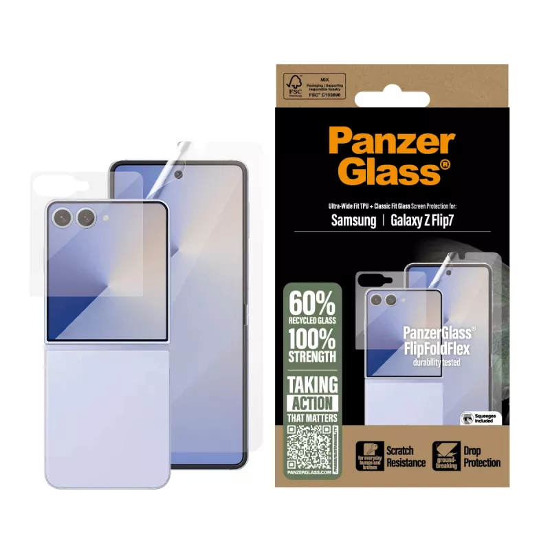 PanzerGlass Protective Set FlipFoldFlex 2-in-1 Classic Fit Glass + Ultra-Wide TPU Film for Samsu