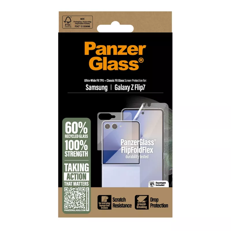 PanzerGlass Protective Set FlipFoldFlex 2-in-1 Classic Fit Glass + Ultra-Wide TPU Film for Samsu