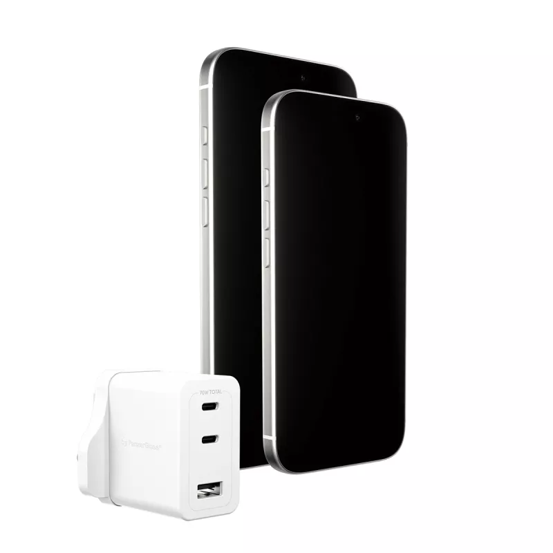 PanzerGlass empower™ by ® Turbo 70W Multiple Charger incl. 2 x USB-C + USB-A | UK Plug | Silver White