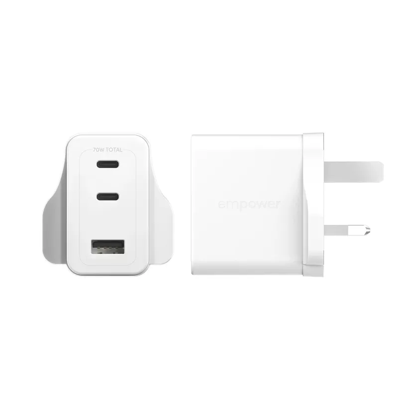 PanzerGlass empower™ by ® Turbo 70W Multiple Charger incl. 2 x USB-C + USB-A | UK Plug | Silver White
