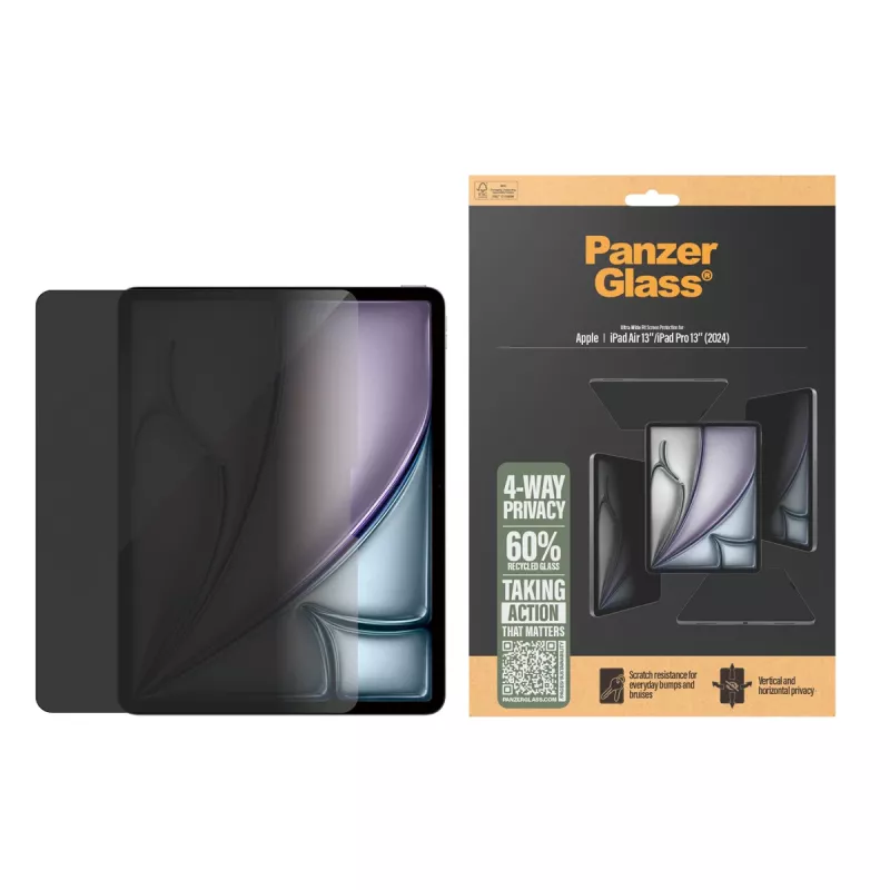 PanzerGlass ® 4-Way Privacy Screen Protector iPad Air 13 inch (2024-2025) | iPad 13 inch Pro (2024-2025) | Ultra-Wide Fit