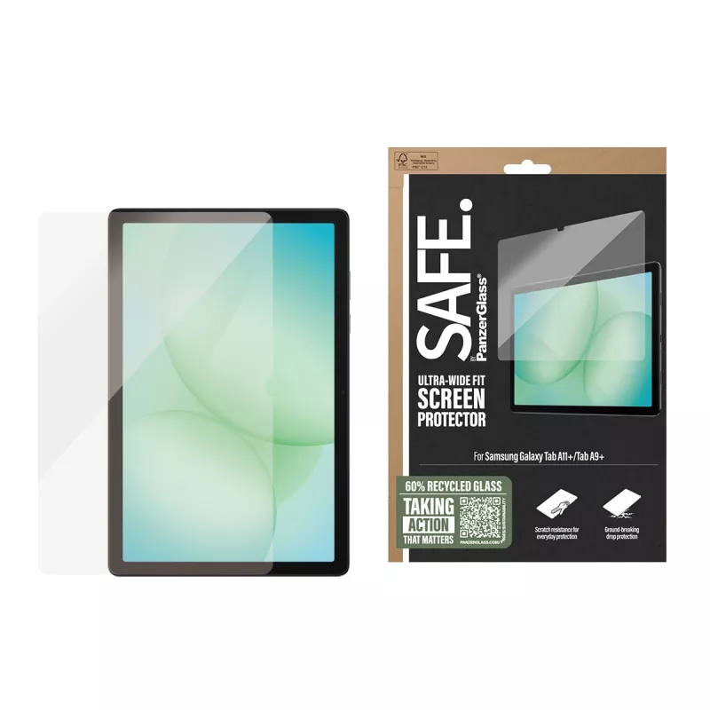 PanzerGlass SAFE. by ® Screen Protector Samsung Galaxy Tab A11+ | Tab A9+ | Ultra-Wide Fit